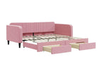 Daybed with trundle and drawers, pink, 100x200 cm, velvet, 81247TAIP