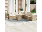 Garden furniture set with cushions, 10 pieces, beige woven resin, 47730ZAYQ