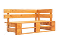Two-seater pallet sofa and cushions, honey-brown impregnated pine, 48068TFMQ