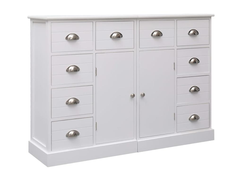 White sideboard with 10 drawers, 113x30x79 cm, wood, 69981UDFJ
