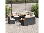 Sunmeub 55780BDPJ 9-Piece Black Wicker Resin Garden Furniture Set with Cushions