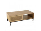 Homeboisstore - Coffee table with 1 niche, 2 drawers, natural cane, black metal legs 02469NBRX