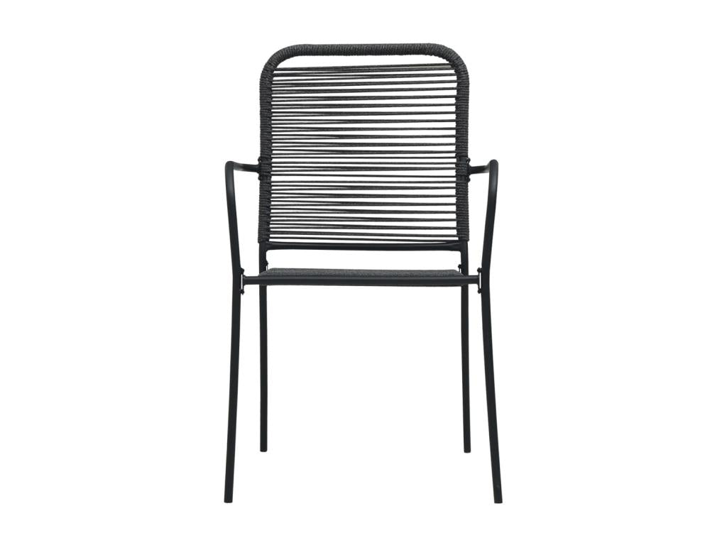 3-piece garden dining set, cotton rope and steel, black, 45395EGFP