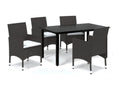 5-piece garden dining set and cushions, poly rattan, brown, 32097ZYMG