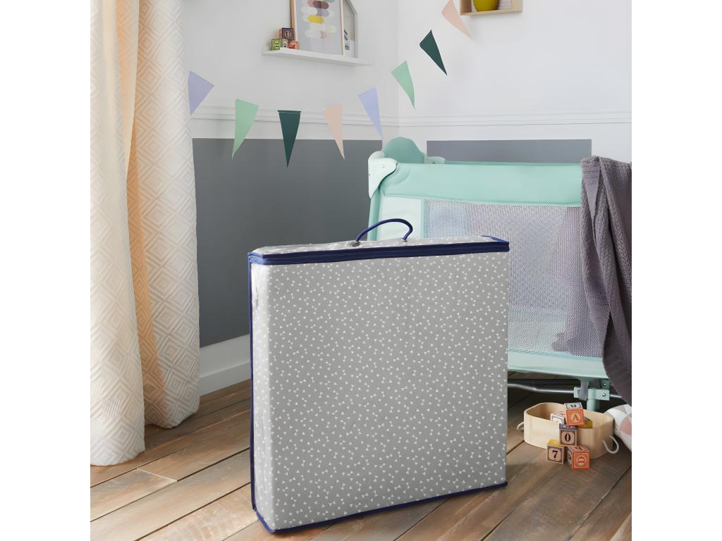 Folding Travel Baby Mattress - 60x120x7 cm - 1 Waterproof Side and 1 Cotton Side - Removable Cover 42400GHQV