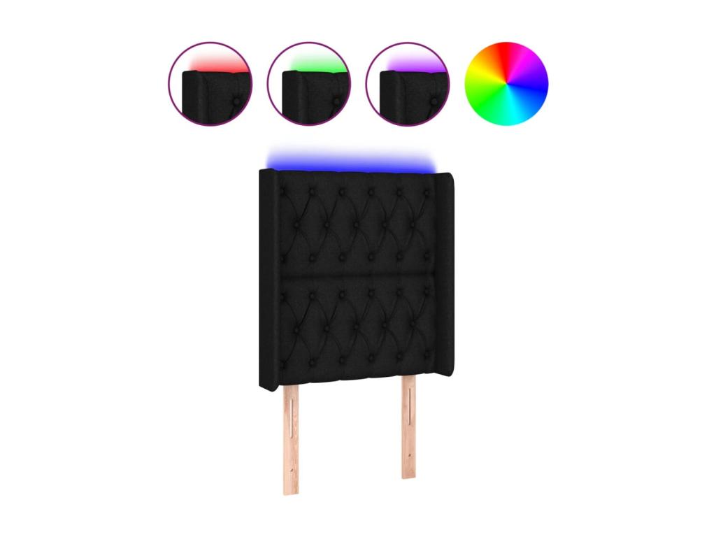 Black LED Headboard 83x16x118/128 cm Fabric 86617QRQH