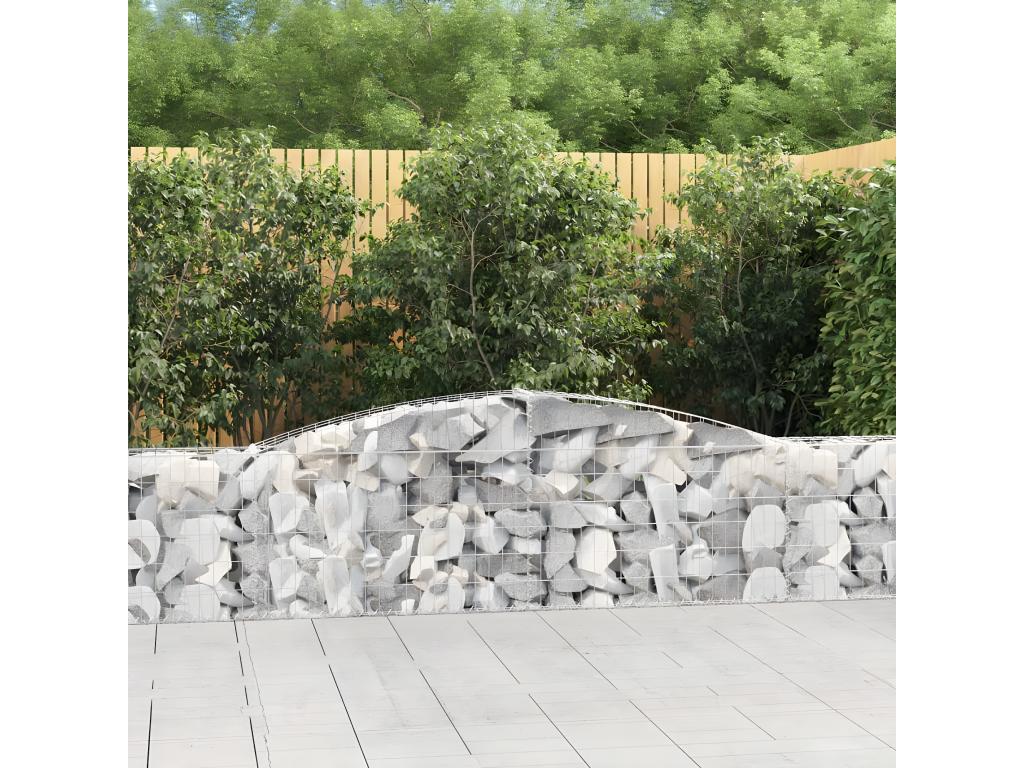 9-piece arched gabion baskets, 400x30x60/80 cm, galvanized iron, 01605FIOB