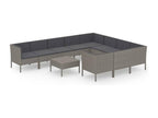 11-piece garden furniture set with cushions, grey wicker resin, 78217TRXS