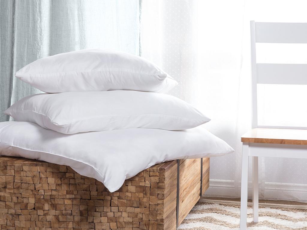 Set of 2 Sunmeub Low Microfiber Pillows 80x80 cm White 61628HDUV