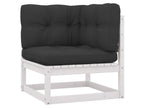 8-piece garden furniture set with cushions, white, solid pine wood, 13 57613JSFL