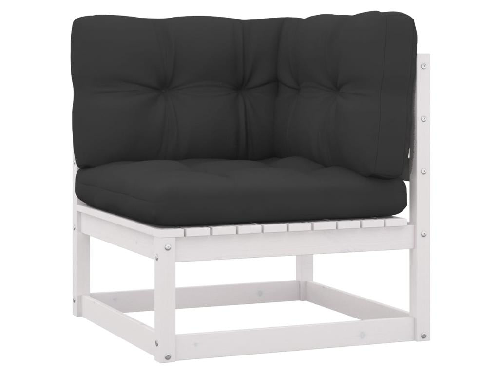 8-piece garden furniture set with cushions, white, solid pine wood, 13 57613JSFL