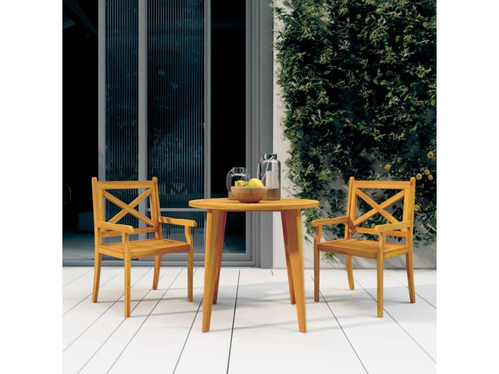 Sunmeub 3-Piece Garden Dining Set, Solid Wood, 3 Pieces, 10792IOXJ