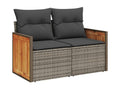 Garden furniture set with cushions, 7 pieces, grey woven resin, 93460VIXR