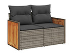 Garden furniture set with cushions, 7 pieces, grey woven resin, 93460VIXR