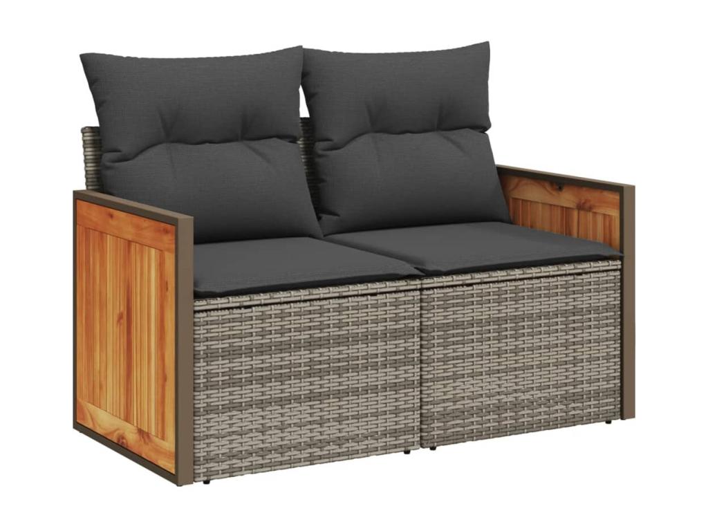 Garden furniture set with cushions, 7 pieces, grey woven resin, 93460VIXR