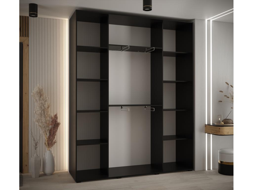 Sunmeub 4 Sliding Door Wardrobe 235.2/200/45 3 Doors Black/White/Silver 86499HCTV