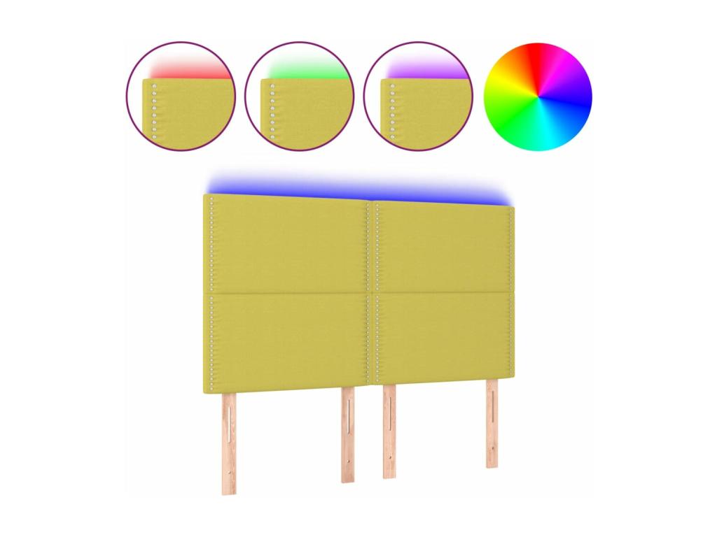 Green LED Headboard 144x5x118/128 cm Fabric 86615SSAO