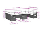 11-piece garden furniture set with cushions, black resin wicker, 98264ESSV
