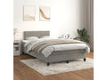 Upholstered bed base and mattress, light grey, 120x200cm, velvet, 48925DSER