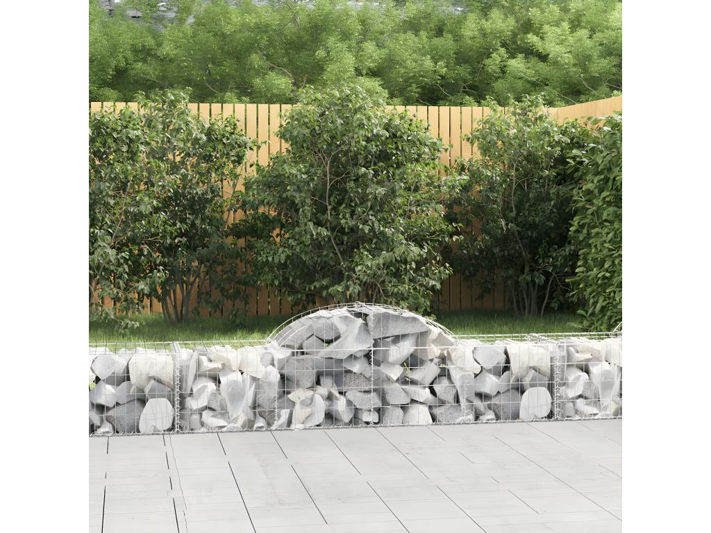 Arched gabion baskets, 4 pieces, 200x50x40/60 cm, galvanized iron, 41759PVFG