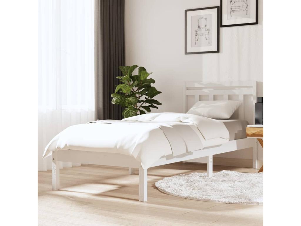White solid wood bed frame without mattress 73361HNBI