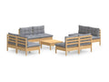 9-piece garden furniture set with grey pine wood cushions 13548MBMV