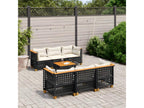 7-piece garden furniture set with cushions, black woven resin 04226PGMN