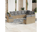 Garden furniture set with cushions, 10 pieces, beige woven resin, 57791JDFA