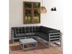 6-piece garden furniture set with cushions, solid pine wood, 27283OPST