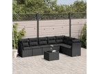 8-piece garden furniture set with cushions, black woven resin, 27070SXZP