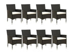 9-piece garden dining set and cushions, black resin wicker 96293MNJU