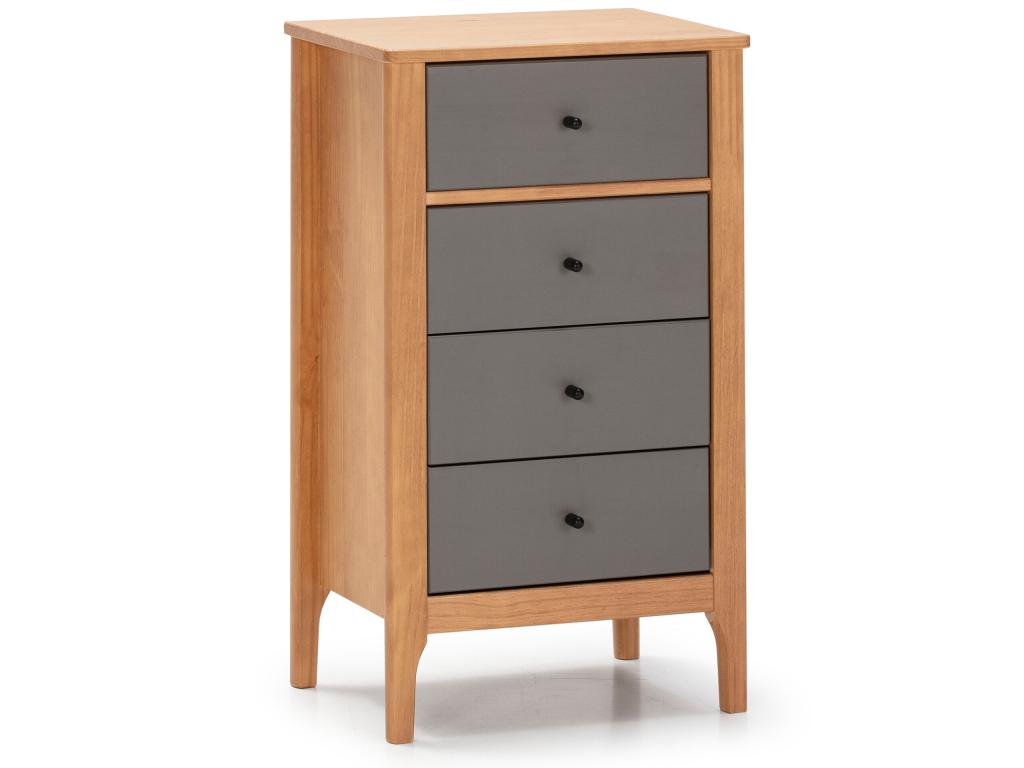 Sunmeub Night Chest of Drawers with 4 Drawers, Oak/Grey, 46 cm Length, 87067DHNA