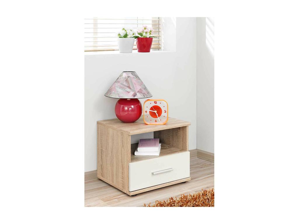 Sunmeub Bedside Table 45cm Oak / White 79683NINT
