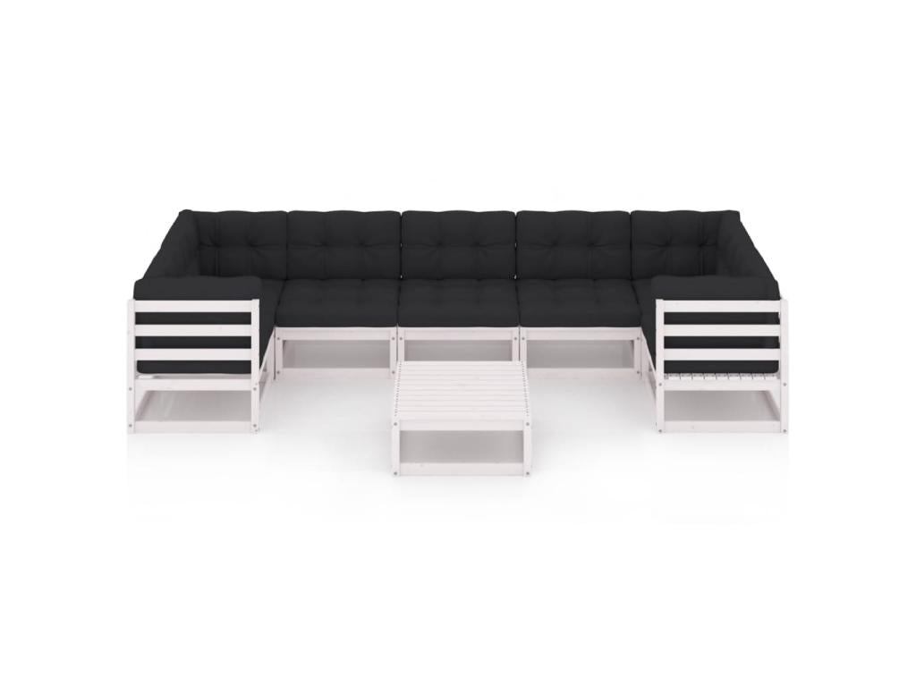 8-piece garden furniture set with cushions, white, solid pine wood, 13 57613JSFL