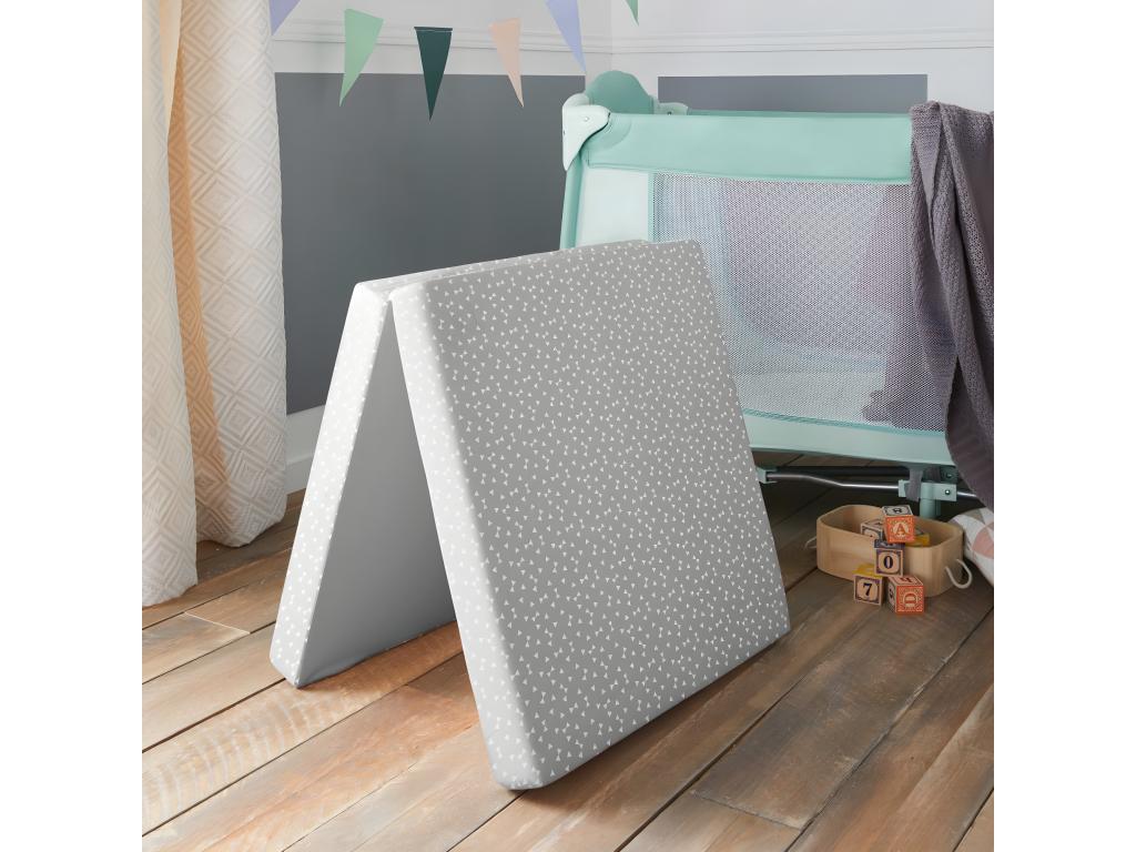 Folding Travel Baby Mattress - 60x120x7 cm - 1 Waterproof Side and 1 Cotton Side - Removable Cover 42400GHQV