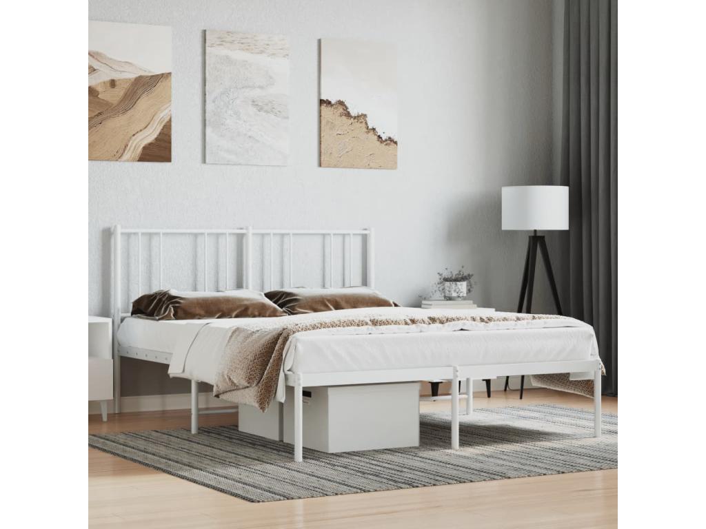 Metal bed frame with white headboard 160x200 29654FHXD