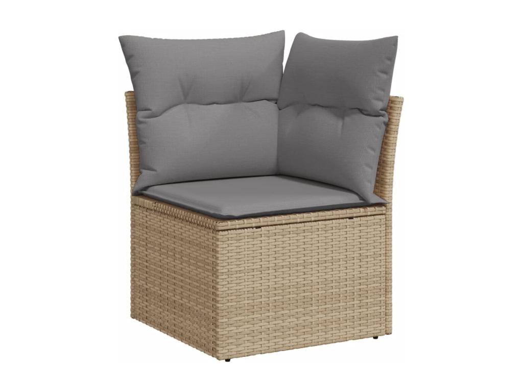 10-piece garden furniture set and cushions, méSunmeub beige woven resin, 69760HGCM