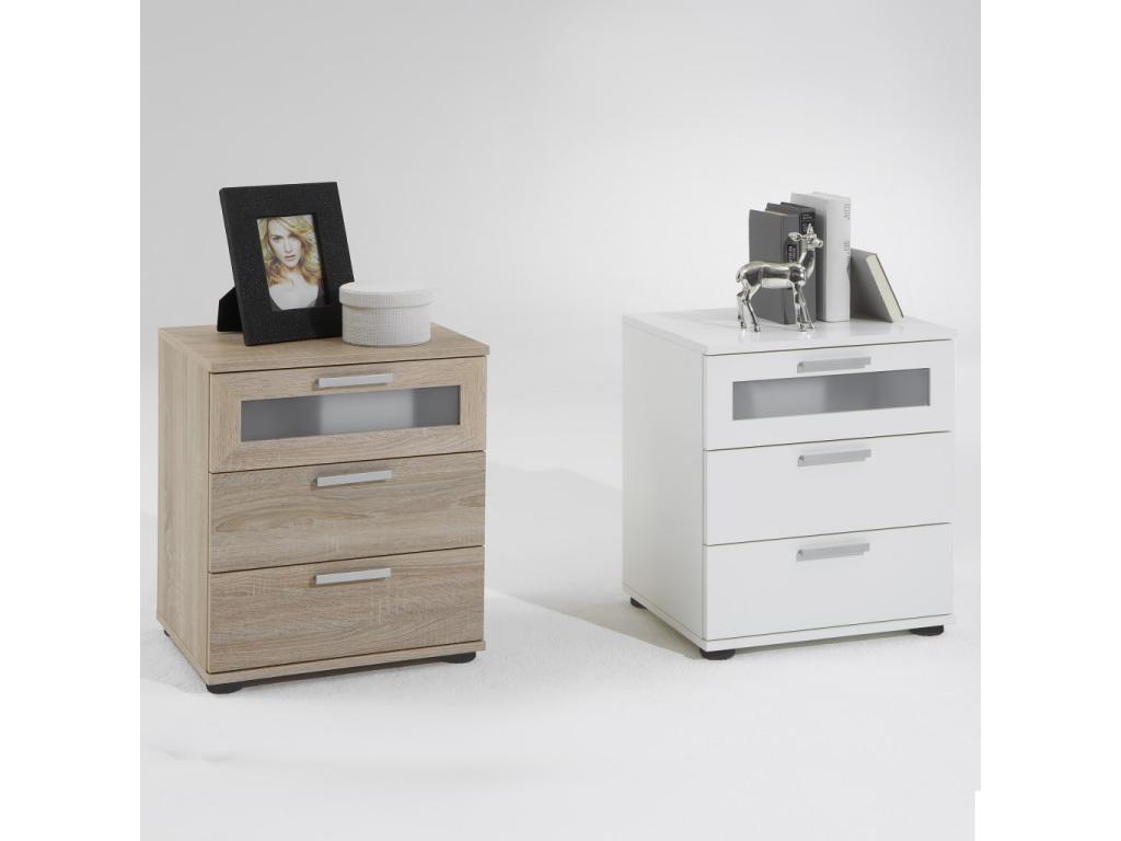 Bedside table with 3 drawers, Oak 49873VVQD