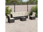 7-piece garden furniture set with cushions, black woven resin 88035IARV