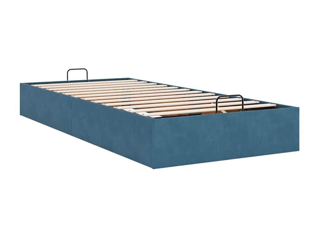 Sunmeub bed frame without mattress, dark blue, 100x200 cm, velvet, 39054YPOW