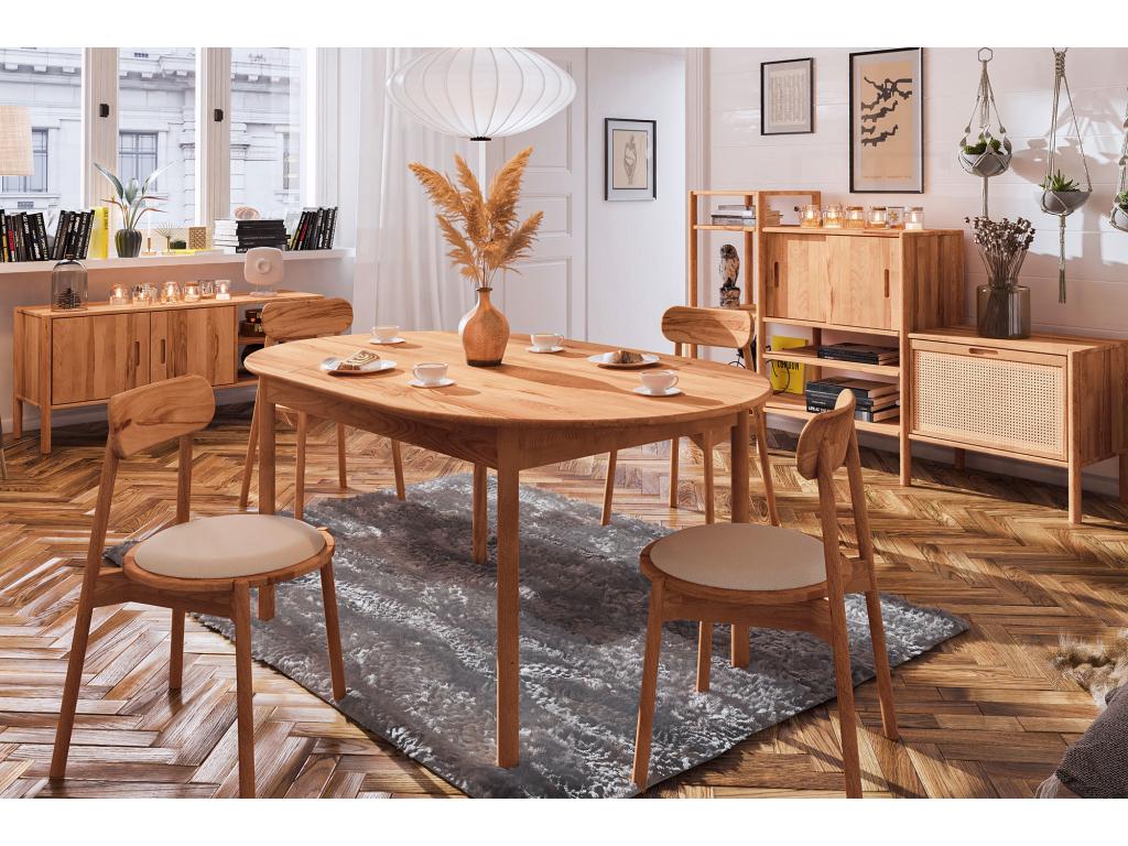 Sunmeub - Oval table in natural oiled beech heartwood 90x200 19368YVNP