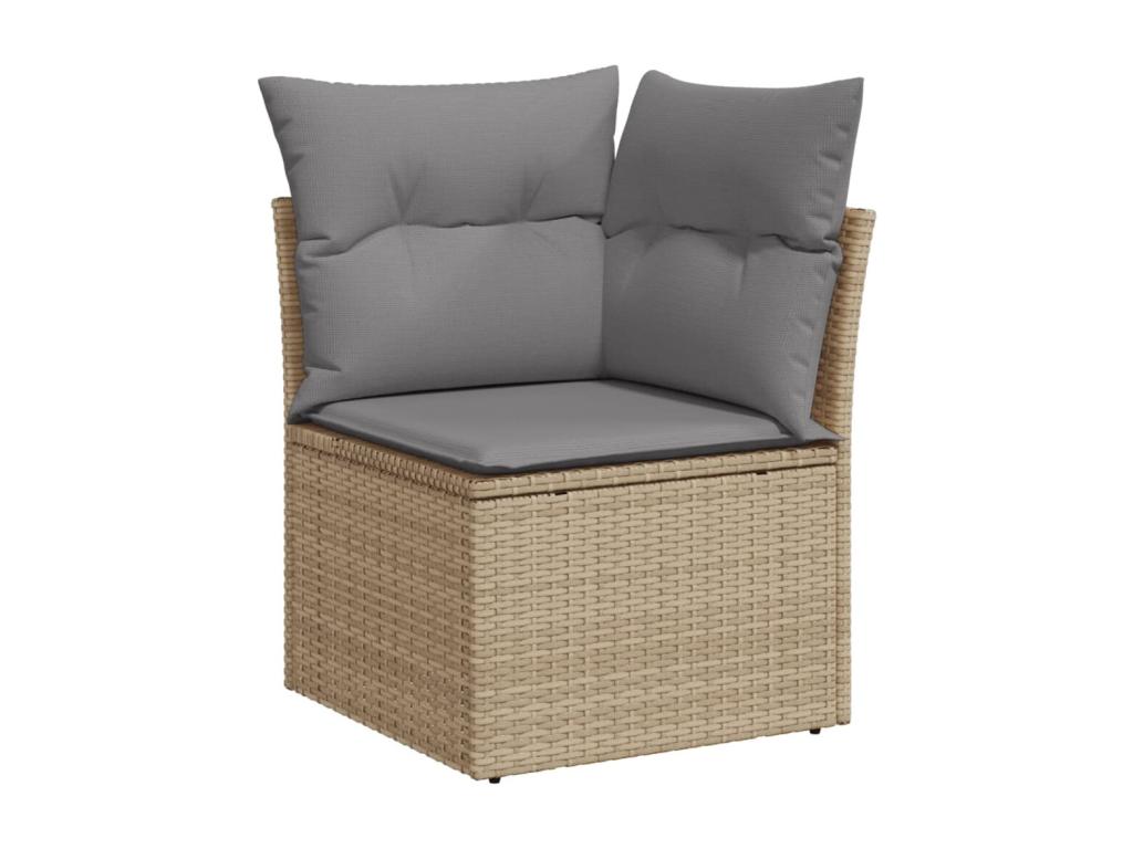 Garden furniture set and cushions, 10 pieces, méSunmeub beige woven resin, 29031KTVZ