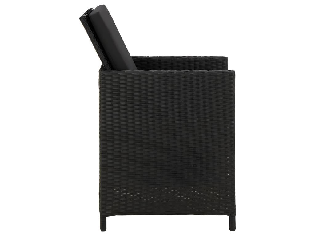 Garden chairs with cushions, set of 4, black wicker resin, 24003ZZJX