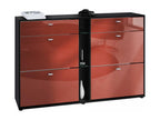 Matte Black and Burgundy Lacquered Shoe Cabinet (WxHxD) 155.5x95x28 cm, RGB LED, 99756DEYS