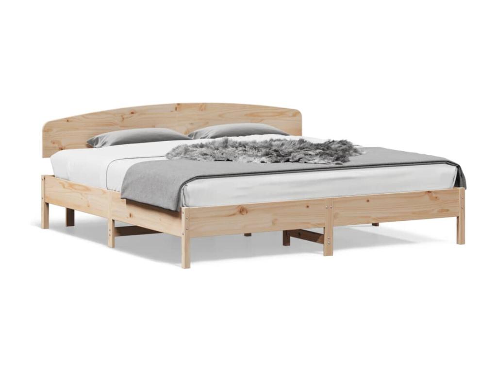 Bed frame with headboard 180x200 cm solid pine wood 25072BDRH