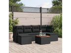 7-piece garden furniture set with cushions, black resin wicker 03780LUGJ