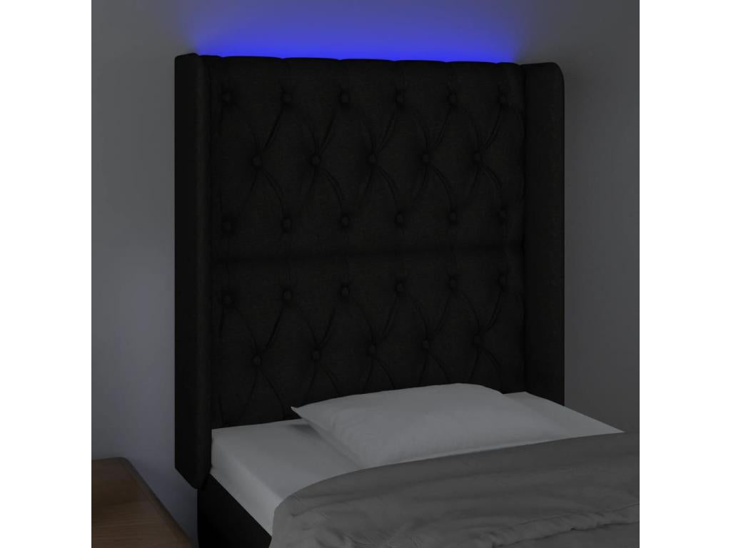 Black LED Headboard 83x16x118/128 cm Fabric 86617QRQH