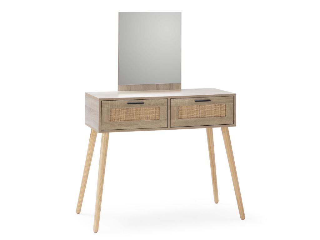 Sunmeub entryway unit with 2 drawers and mirror, oak color, 90 cm long, 25603EDWK