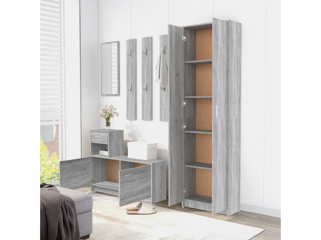 Sunmeub Hallway Wardrobe, Grey, 55x25x189 cm, Engineered Wood, 26610LWIH