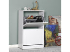 Shoe cabinet with 2 sliding doors, 83x51x26 cm, white - Sunmeub 64915AFQX